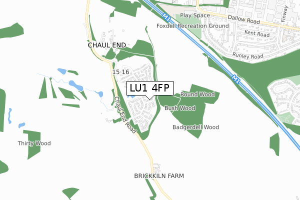 LU1 4FP map - small scale - OS Open Zoomstack (Ordnance Survey)