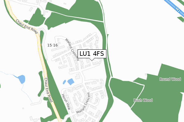 LU1 4FS map - large scale - OS Open Zoomstack (Ordnance Survey)