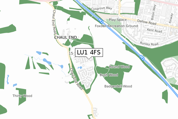 LU1 4FS map - small scale - OS Open Zoomstack (Ordnance Survey)