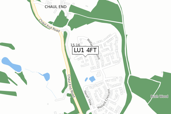 LU1 4FT map - large scale - OS Open Zoomstack (Ordnance Survey)