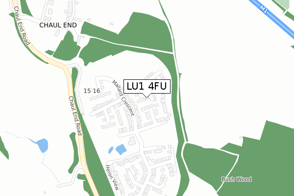 LU1 4FU map - large scale - OS Open Zoomstack (Ordnance Survey)