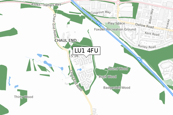 LU1 4FU map - small scale - OS Open Zoomstack (Ordnance Survey)