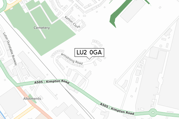 LU2 0GA map - large scale - OS Open Zoomstack (Ordnance Survey)