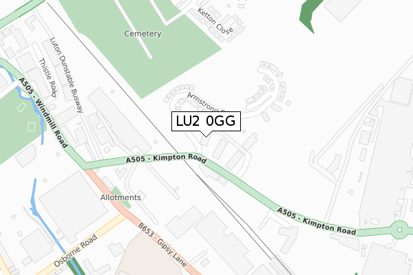 LU2 0GG map - large scale - OS Open Zoomstack (Ordnance Survey)