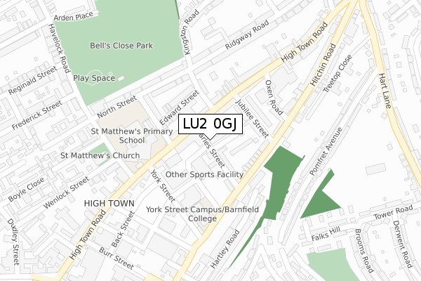 LU2 0GJ map - large scale - OS Open Zoomstack (Ordnance Survey)