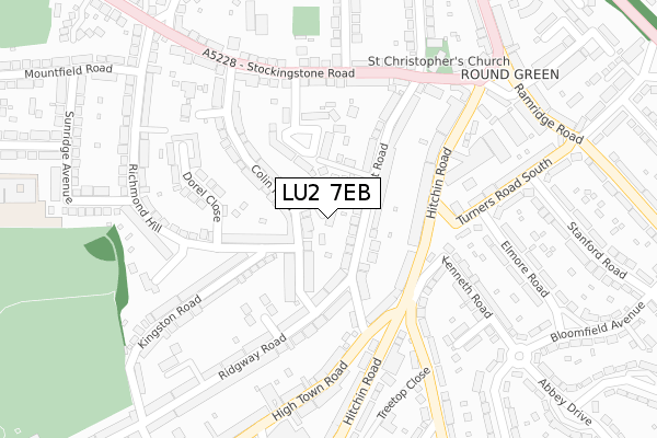 LU2 7EB map - large scale - OS Open Zoomstack (Ordnance Survey)