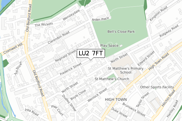 LU2 7FT map - large scale - OS Open Zoomstack (Ordnance Survey)