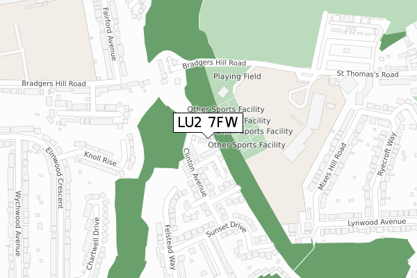 LU2 7FW map - large scale - OS Open Zoomstack (Ordnance Survey)