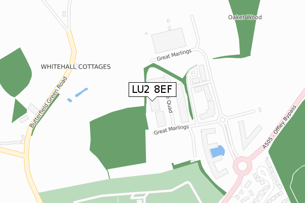 LU2 8EF map - large scale - OS Open Zoomstack (Ordnance Survey)