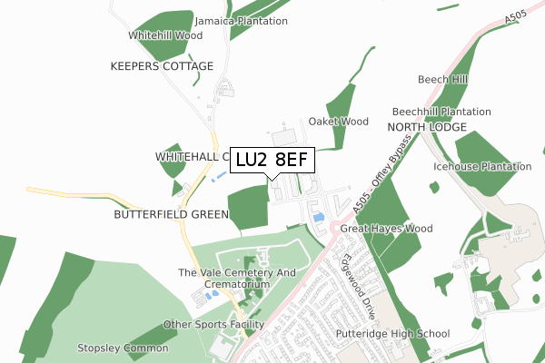 LU2 8EF map - small scale - OS Open Zoomstack (Ordnance Survey)