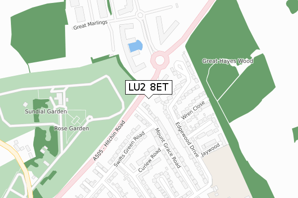 LU2 8ET map - large scale - OS Open Zoomstack (Ordnance Survey)