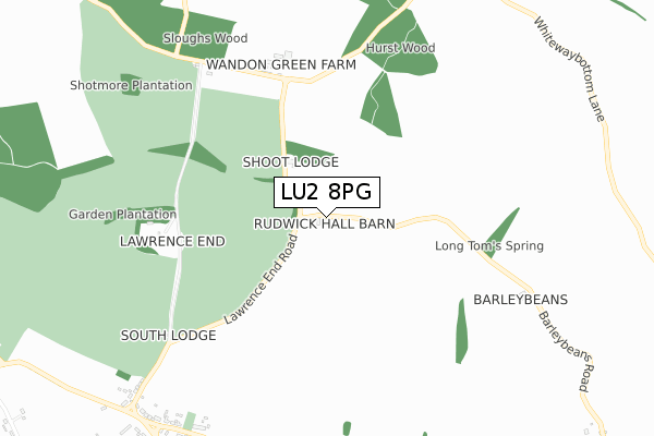 LU2 8PG map - small scale - OS Open Zoomstack (Ordnance Survey)