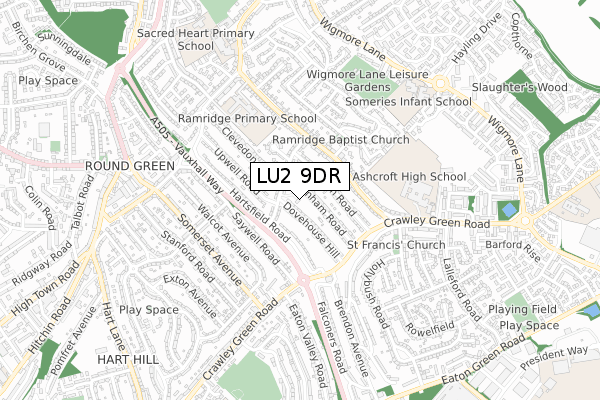 LU2 9DR map - small scale - OS Open Zoomstack (Ordnance Survey)