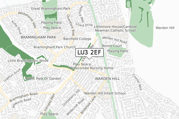 LU3 2EF map - small scale - OS Open Zoomstack (Ordnance Survey)