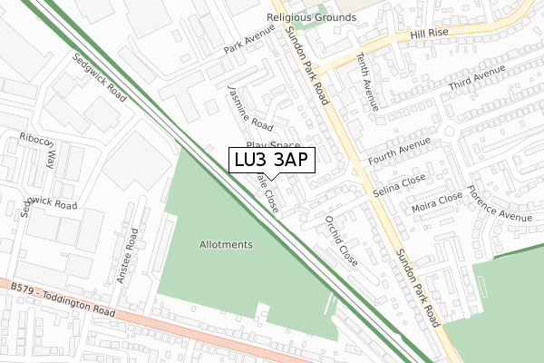 LU3 3AP map - large scale - OS Open Zoomstack (Ordnance Survey)