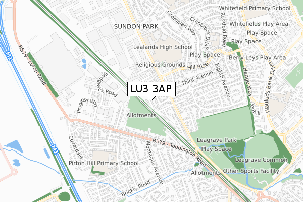 LU3 3AP map - small scale - OS Open Zoomstack (Ordnance Survey)