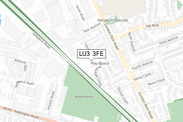 LU3 3FE map - large scale - OS Open Zoomstack (Ordnance Survey)