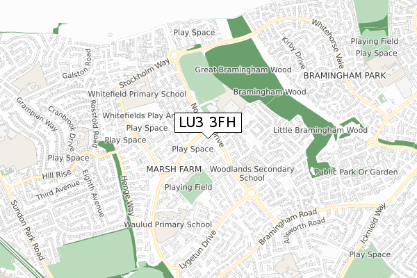 LU3 3FH map - small scale - OS Open Zoomstack (Ordnance Survey)