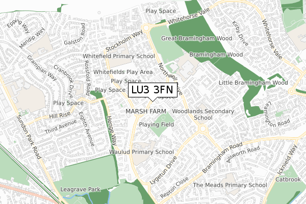 LU3 3FN map - small scale - OS Open Zoomstack (Ordnance Survey)