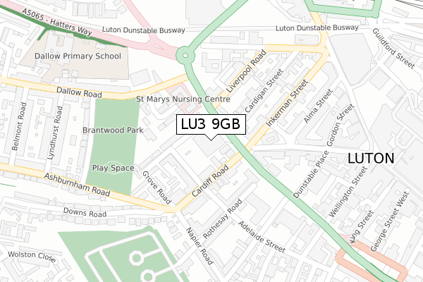 LU3 9GB map - large scale - OS Open Zoomstack (Ordnance Survey)