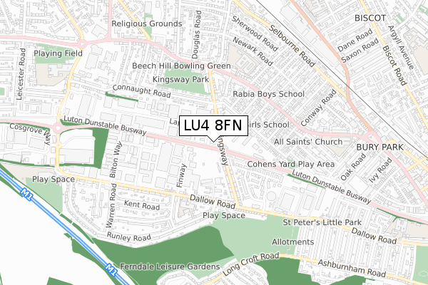 LU4 8FN map - small scale - OS Open Zoomstack (Ordnance Survey)