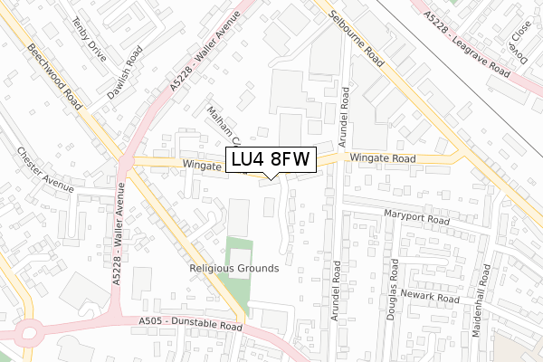 LU4 8FW map - large scale - OS Open Zoomstack (Ordnance Survey)