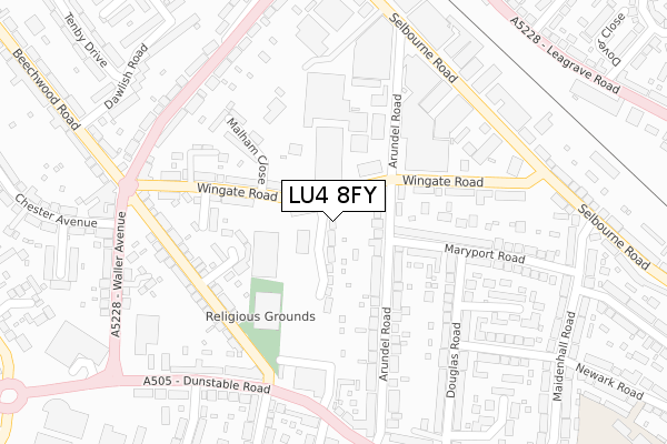 LU4 8FY map - large scale - OS Open Zoomstack (Ordnance Survey)