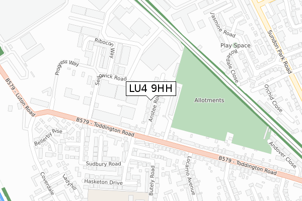 LU4 9HH map - large scale - OS Open Zoomstack (Ordnance Survey)