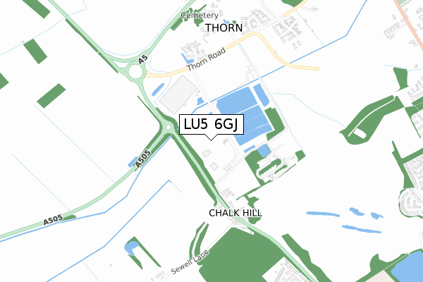 LU5 6GJ map - small scale - OS Open Zoomstack (Ordnance Survey)