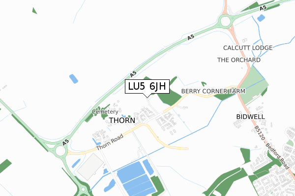 LU5 6JH map - small scale - OS Open Zoomstack (Ordnance Survey)