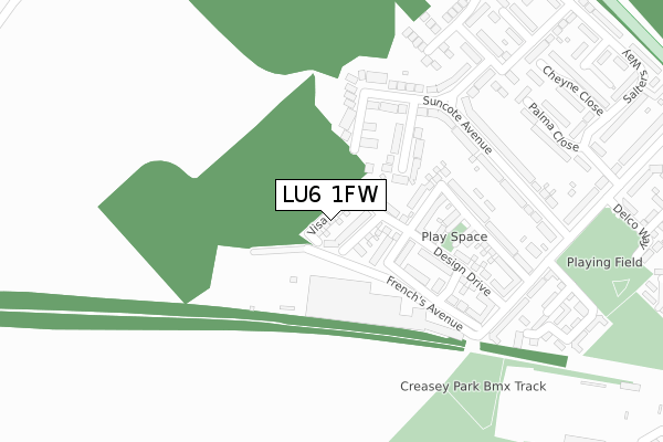 LU6 1FW map - large scale - OS Open Zoomstack (Ordnance Survey)