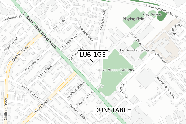 LU6 1GE map - large scale - OS Open Zoomstack (Ordnance Survey)