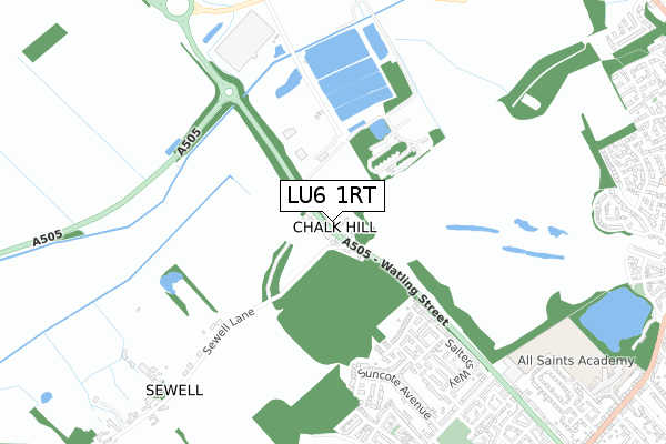 LU6 1RT map - small scale - OS Open Zoomstack (Ordnance Survey)