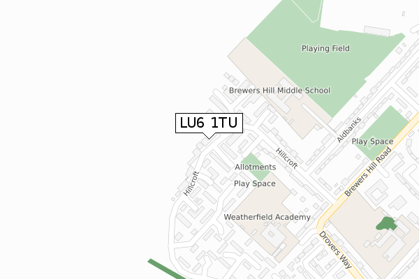 LU6 1TU map - large scale - OS Open Zoomstack (Ordnance Survey)