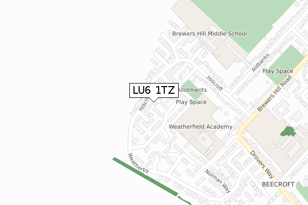 LU6 1TZ map - large scale - OS Open Zoomstack (Ordnance Survey)