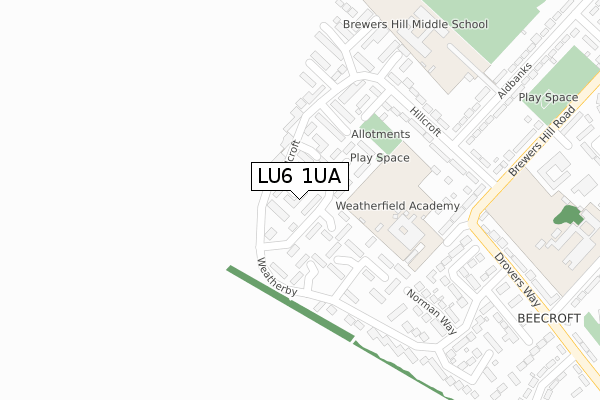 LU6 1UA map - large scale - OS Open Zoomstack (Ordnance Survey)