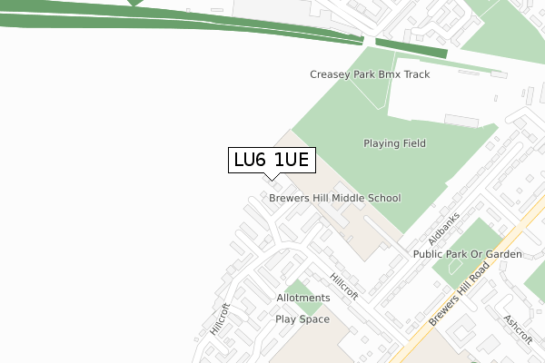 LU6 1UE map - large scale - OS Open Zoomstack (Ordnance Survey)