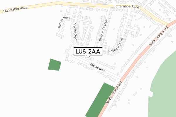 LU6 2AA map - large scale - OS Open Zoomstack (Ordnance Survey)