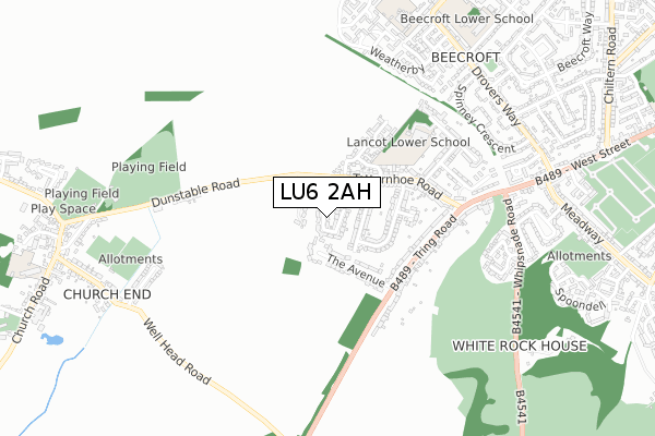 LU6 2AH map - small scale - OS Open Zoomstack (Ordnance Survey)