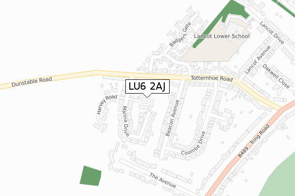 LU6 2AJ map - large scale - OS Open Zoomstack (Ordnance Survey)