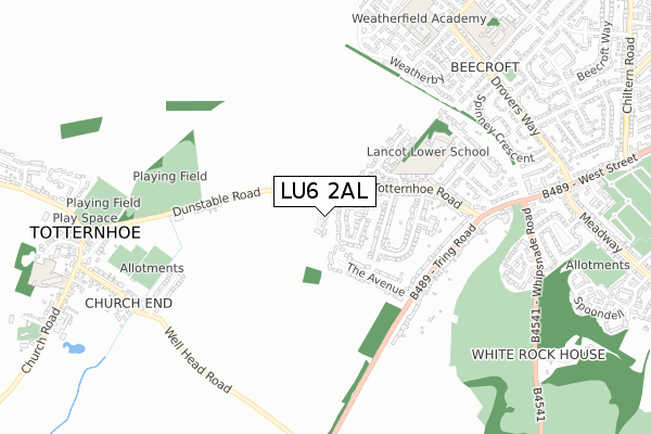 LU6 2AL map - small scale - OS Open Zoomstack (Ordnance Survey)