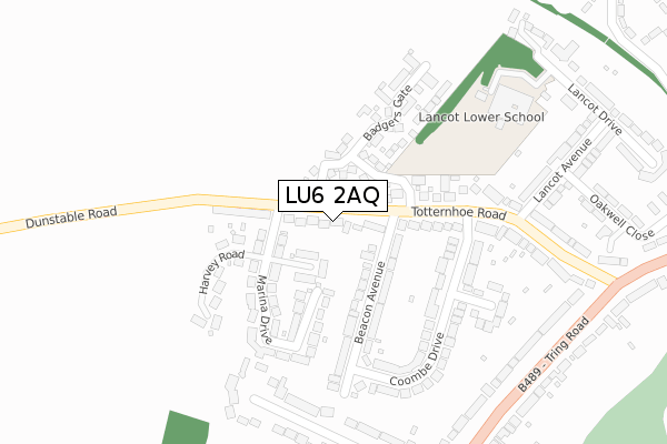 LU6 2AQ map - large scale - OS Open Zoomstack (Ordnance Survey)