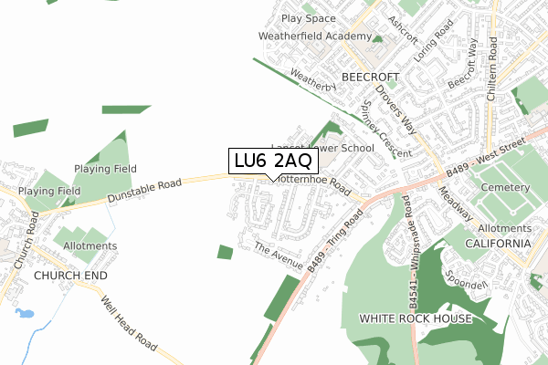 LU6 2AQ map - small scale - OS Open Zoomstack (Ordnance Survey)