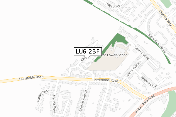 LU6 2BF map - large scale - OS Open Zoomstack (Ordnance Survey)