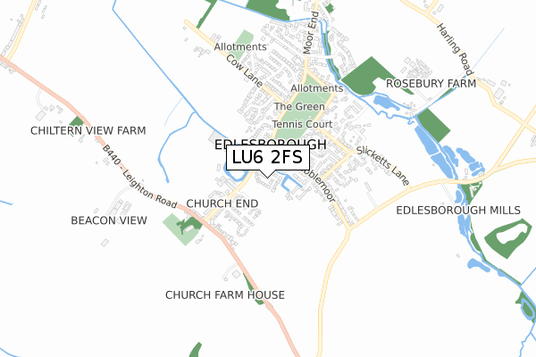 LU6 2FS map - small scale - OS Open Zoomstack (Ordnance Survey)