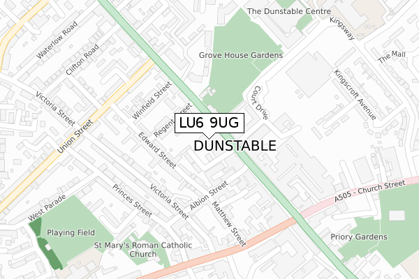 LU6 9UG map - large scale - OS Open Zoomstack (Ordnance Survey)