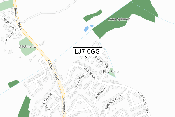 LU7 0GG map - large scale - OS Open Zoomstack (Ordnance Survey)