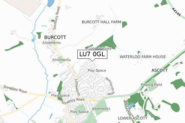 LU7 0GL map - small scale - OS Open Zoomstack (Ordnance Survey)