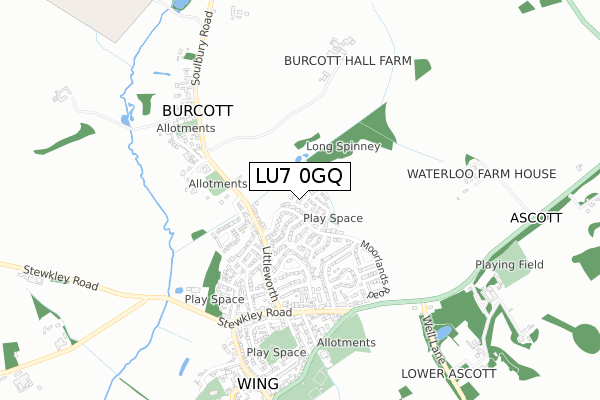 LU7 0GQ map - small scale - OS Open Zoomstack (Ordnance Survey)