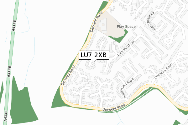 LU7 2XB map - large scale - OS Open Zoomstack (Ordnance Survey)